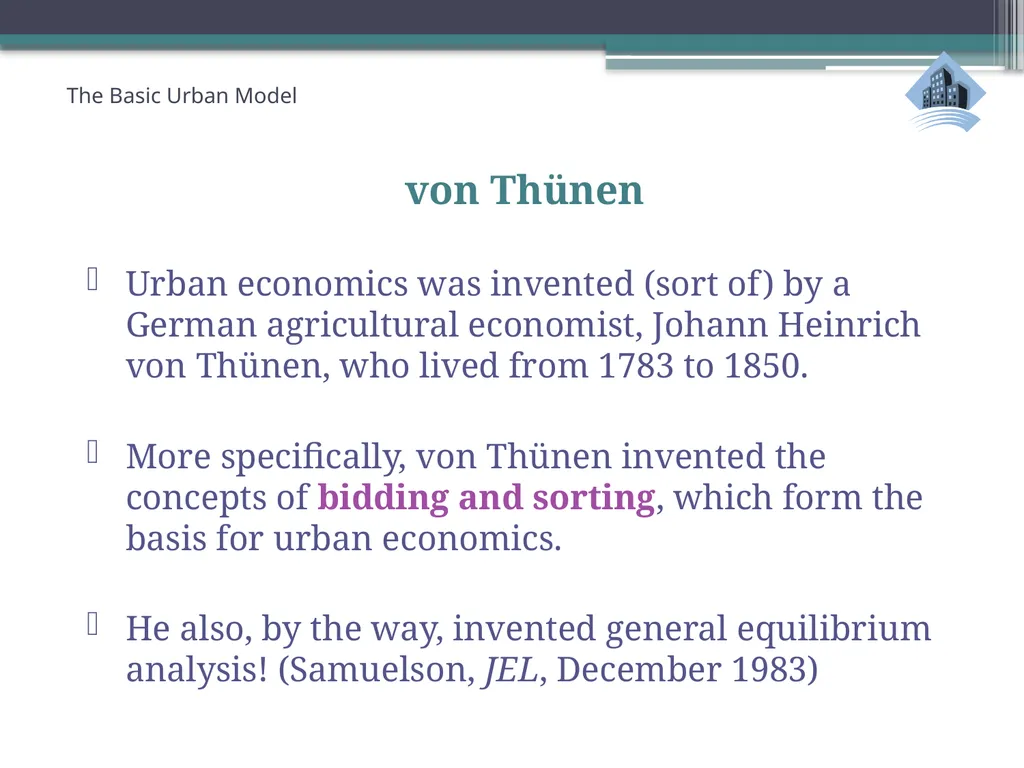 ECN741: Urban Economics The Basic Urban Model 1: - slide 4 of 42