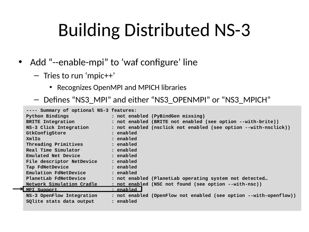 Distributed Simulation with NS-3 Ken Renard US - slide 18 of 38