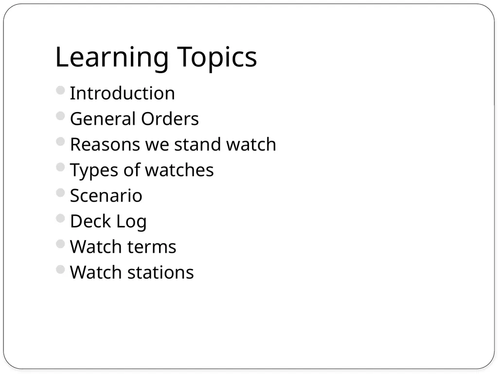 Navy/Marine Corps Watch Standing Learning Topics - slide 2 of 15