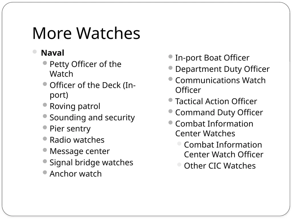 Navy/Marine Corps Watch Standing Learning Topics - slide 10 of 15