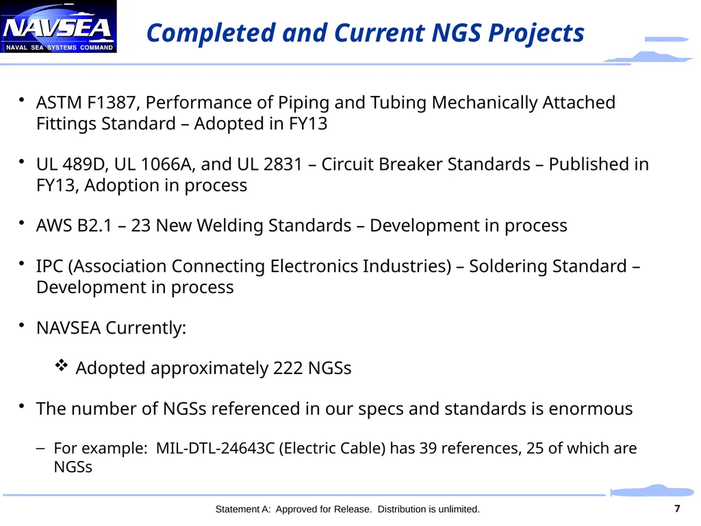 Aligning Standards to Support Navy Missions - slide 7 of 10