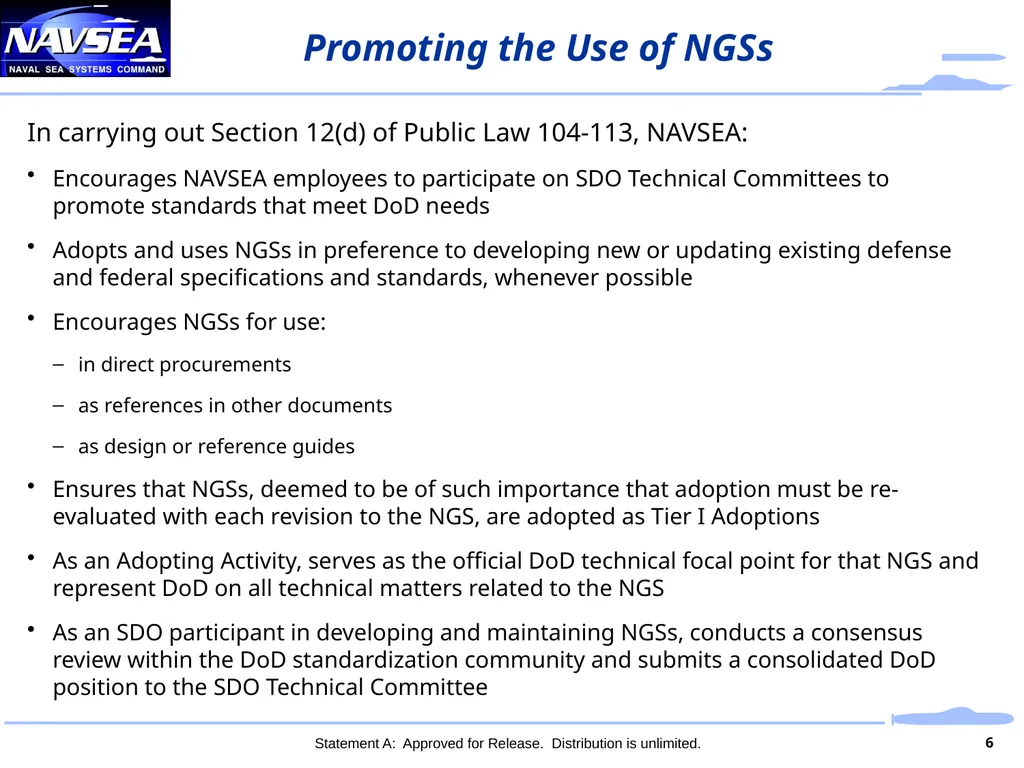 Aligning Standards to Support Navy Missions - slide 6 of 10