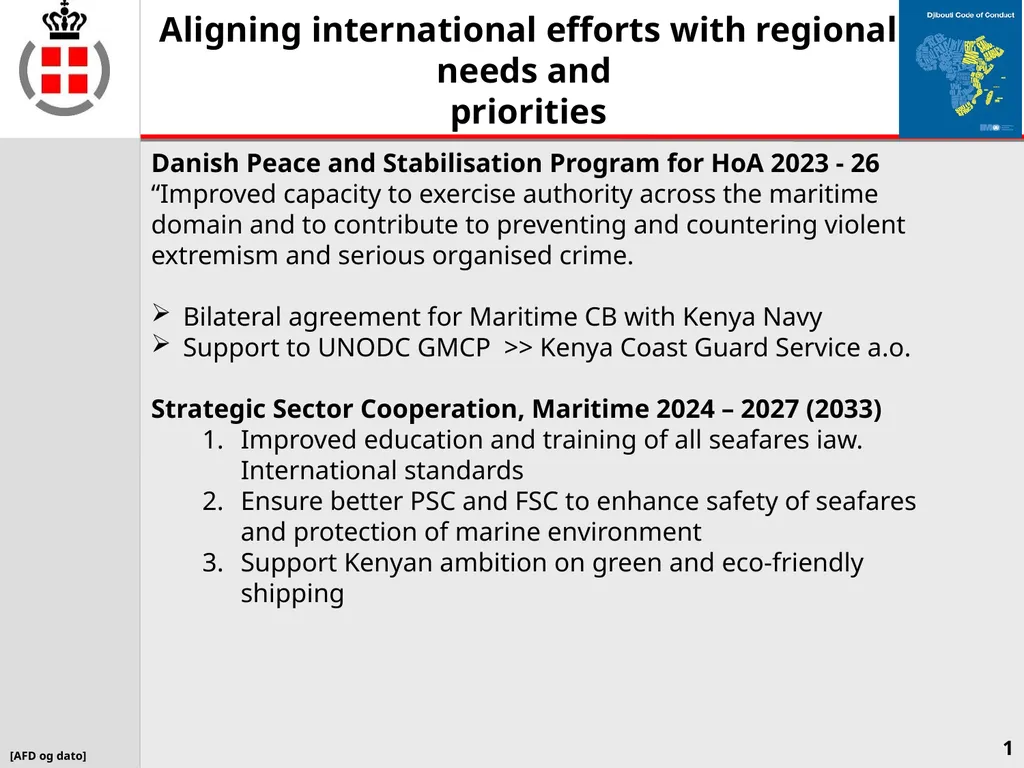 Aligning international efforts with regional needs - slide 1 of 3