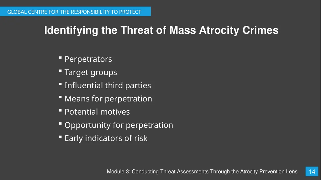 Module 3: Conducting Threat Assessments Through - slide 15 of 20