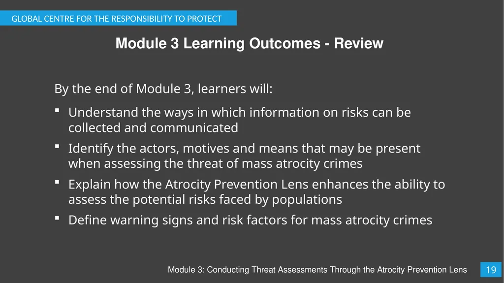 Module 3: Conducting Threat Assessments Through - slide 20 of 20