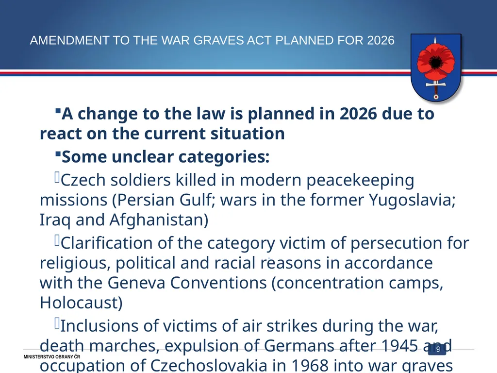 War veterans and war graves Department Care of war - slide 9 of 12