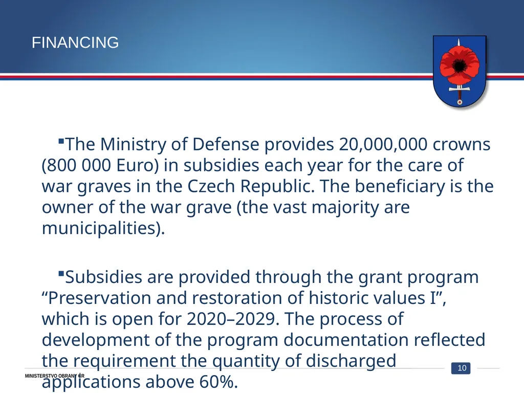 War veterans and war graves Department Care of war - slide 10 of 12