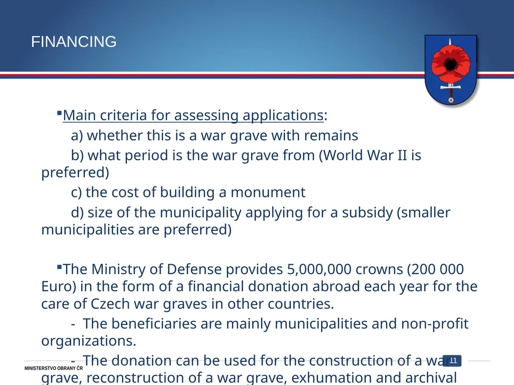 War veterans and war graves Department Care of war - slide 11 of 12