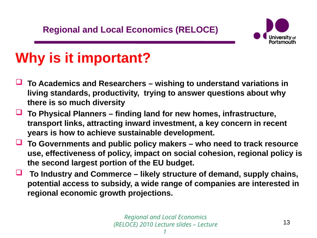 1 Introduction to Regional and Local Economics - slide 13 of 19