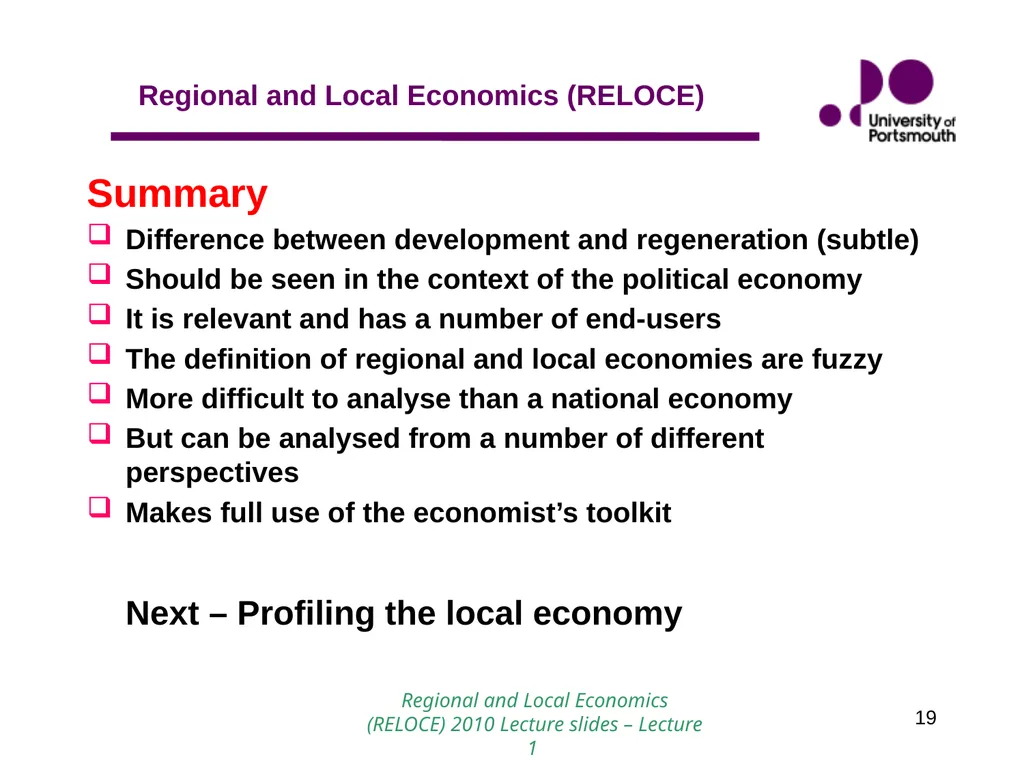 1 Introduction to Regional and Local Economics - slide 19 of 19