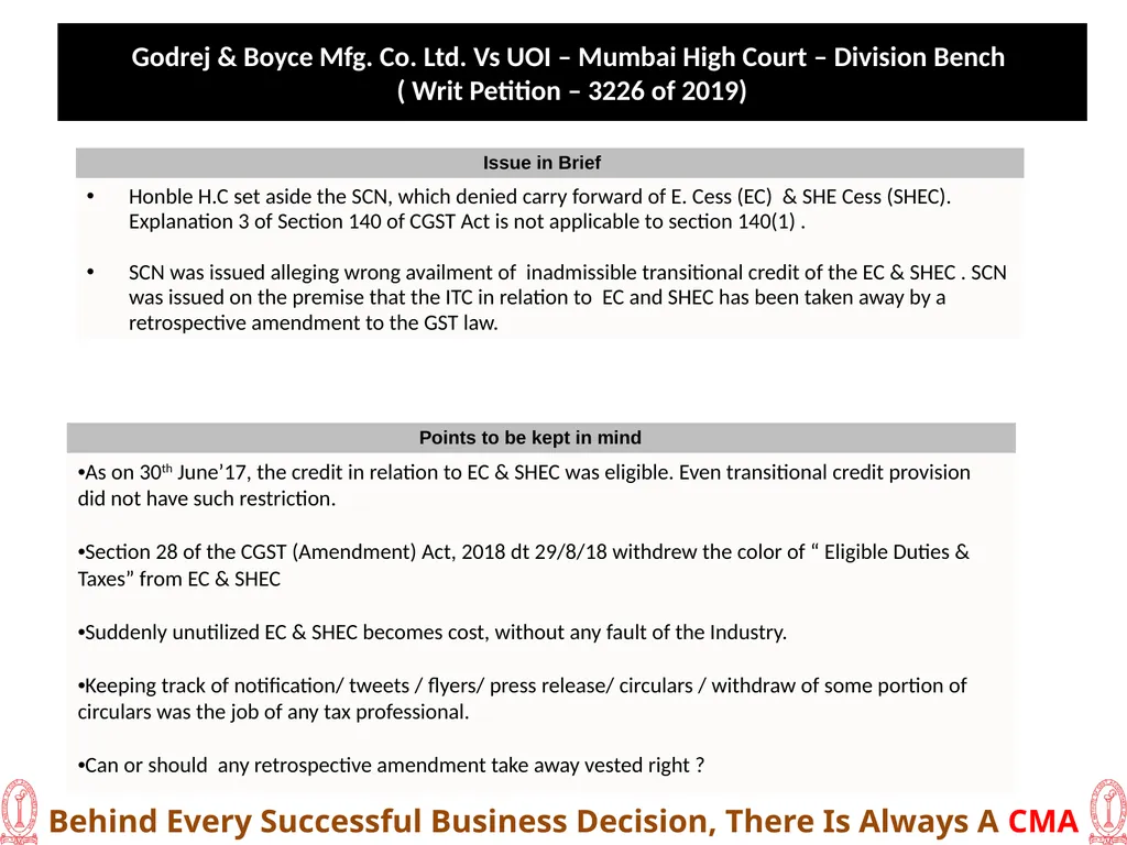 Recent Developments in Litigation ( GST) 20th - slide 2 of 24