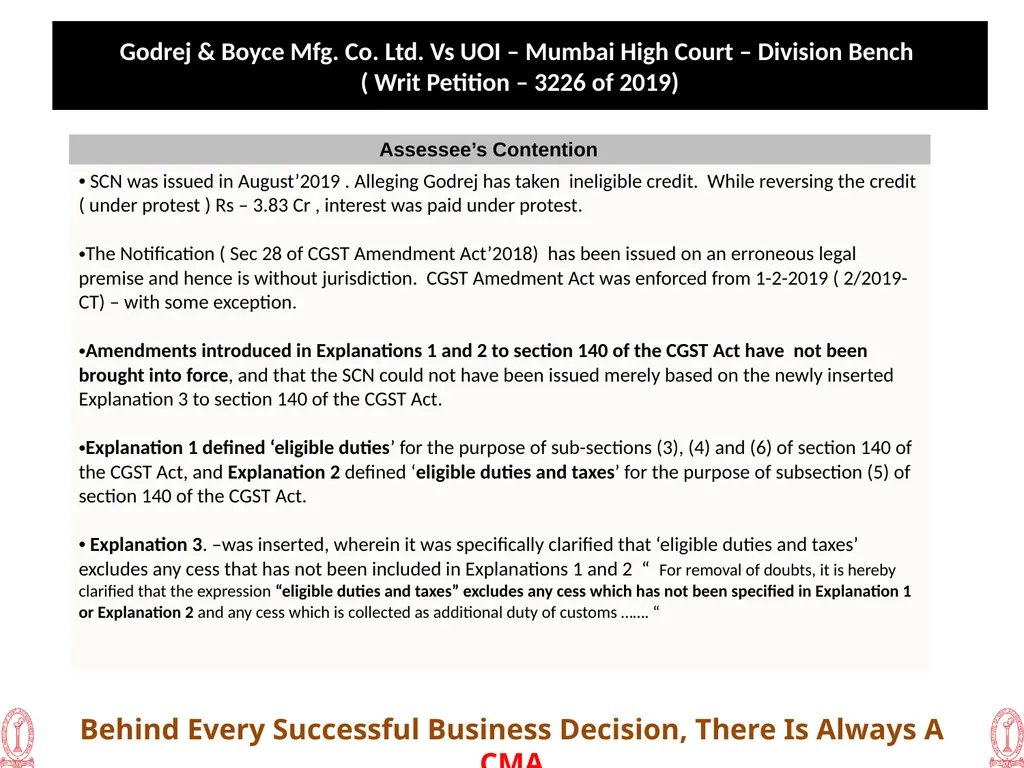 Recent Developments in Litigation ( GST) 20th - slide 3 of 24