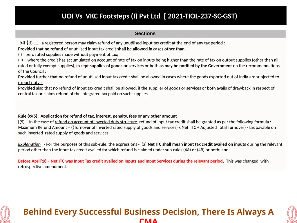 Recent Developments in Litigation ( GST) 20th - slide 10 of 24