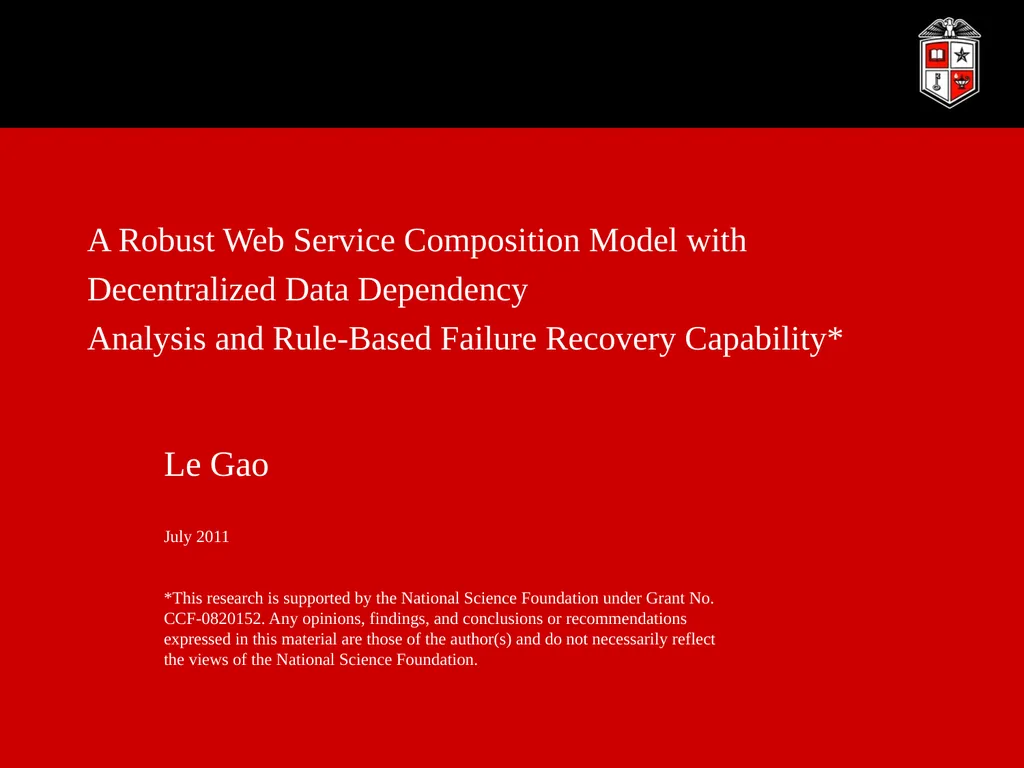 A Robust Web Service Composition Model with - slide 1 of 34