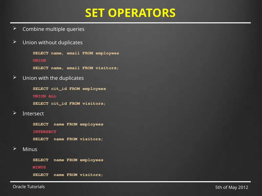 SQL & ADVANCED SQL Marcin Blaszczyk (CERN IT-DB) - slide 37 of 68