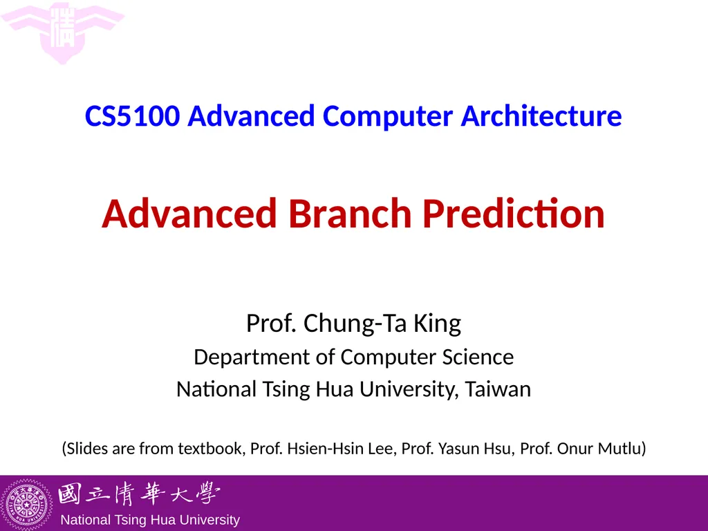 CS5100 Advanced Computer Architecture Advanced - slide 1 of 26