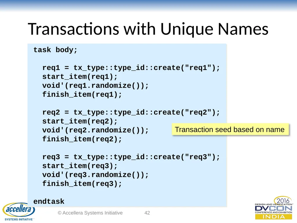 Advanced UVM Coding Techniques Dr David Long, - slide 42 of 47