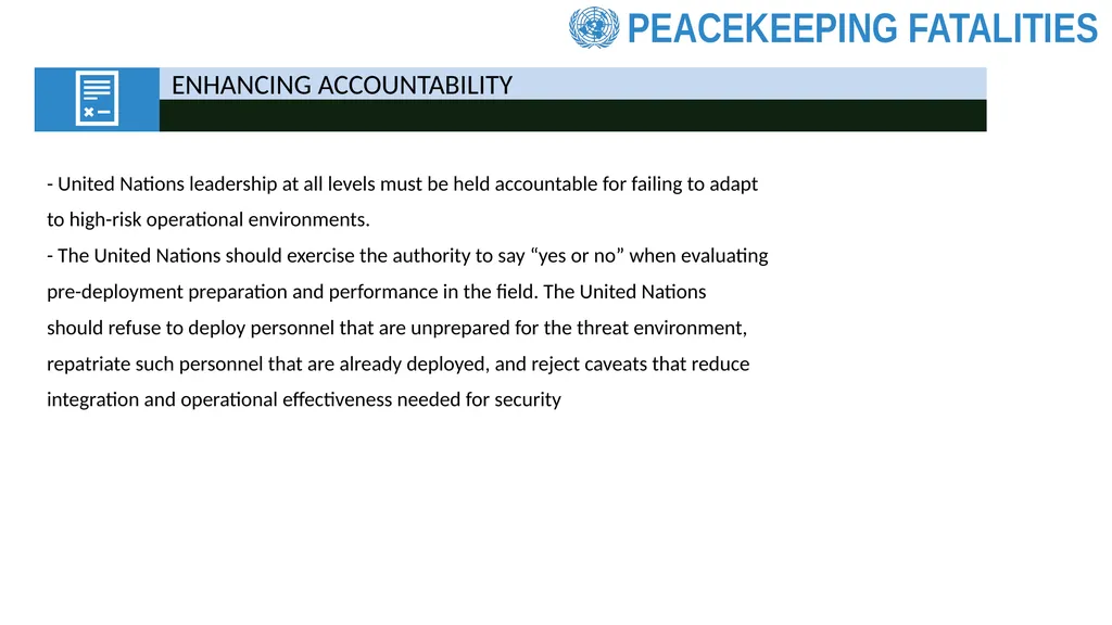 REVIEW OF PEACEKEEPING FATALITIES (SANTOS CRUZ - slide 12 of 12