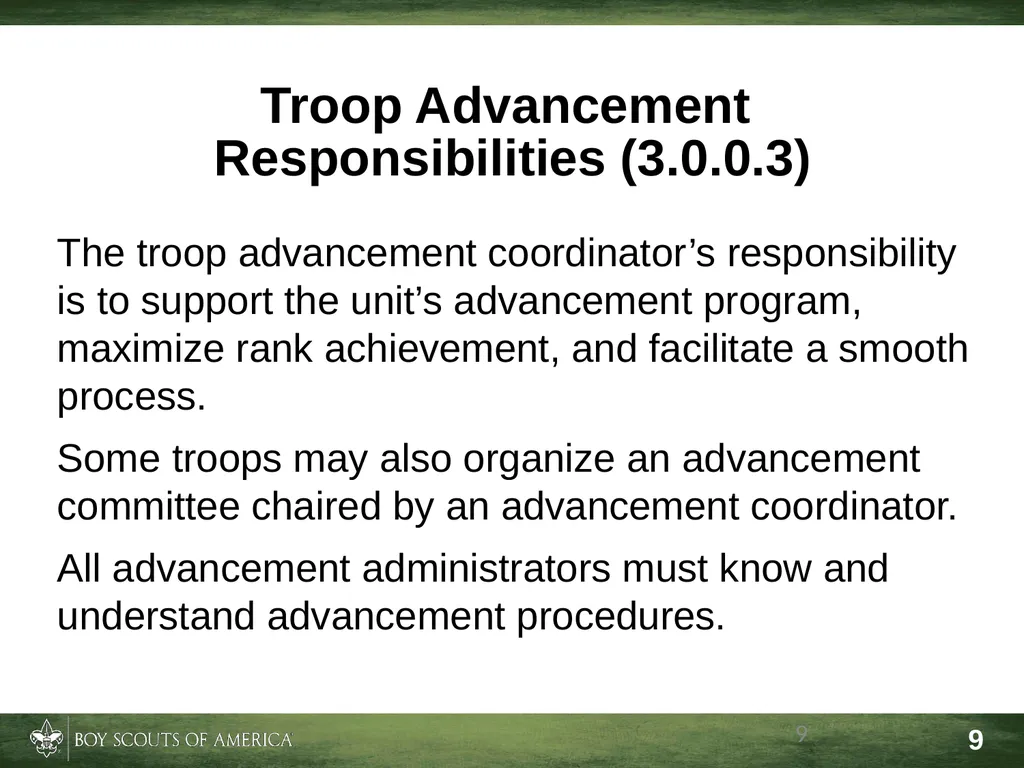 Effective Troop Advancement Expiration Date This - slide 9 of 20