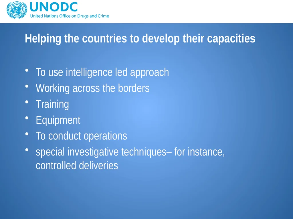 UNODC response to support border protection issues - slide 3 of 12