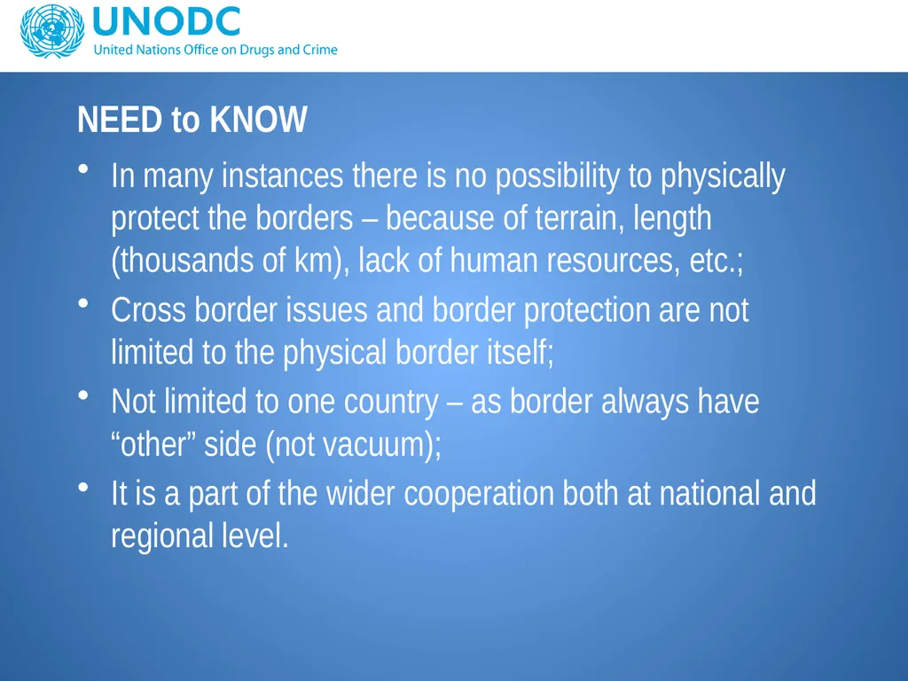 UNODC response to support border protection issues - slide 2 of 12