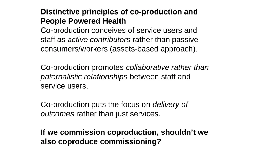 Alliance Commissioning- different models for - slide 5 of 21
