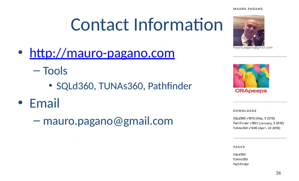 Oracle Statistics by Example Mauro Pagano Mauro - slide 36 of 36