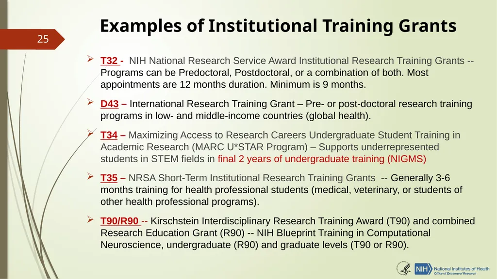 Understanding NRSA Fellowships (“F”) and Training - slide 25 of 54