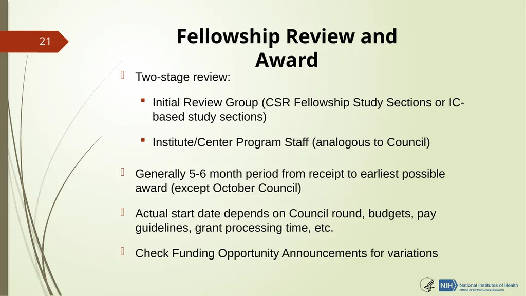 Understanding NRSA Fellowships (“F”) and Training - slide 21 of 54