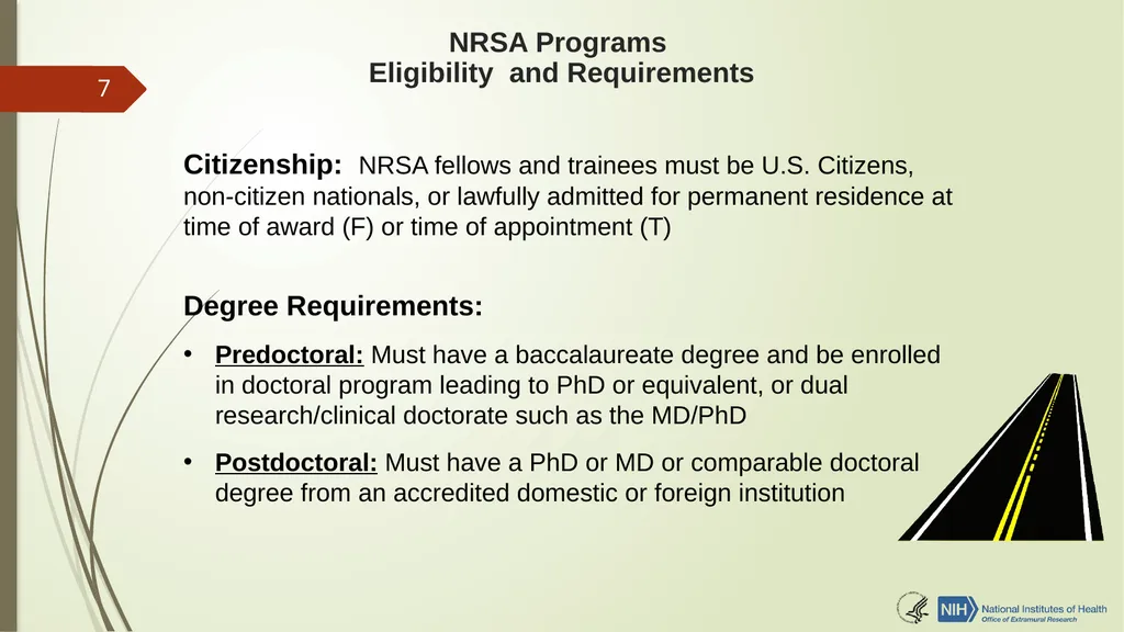 Understanding NRSA Fellowships (“F”) and Training - slide 7 of 54