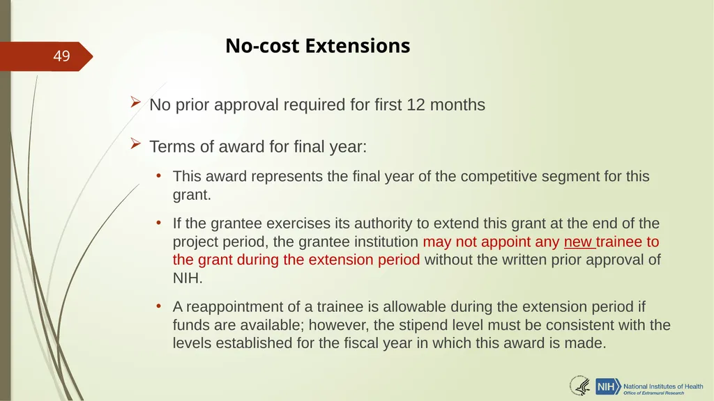 Understanding NRSA Fellowships (“F”) and Training - slide 49 of 54
