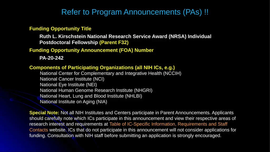 Understanding NRSA Fellowships (“F”) and Training - slide 17 of 54