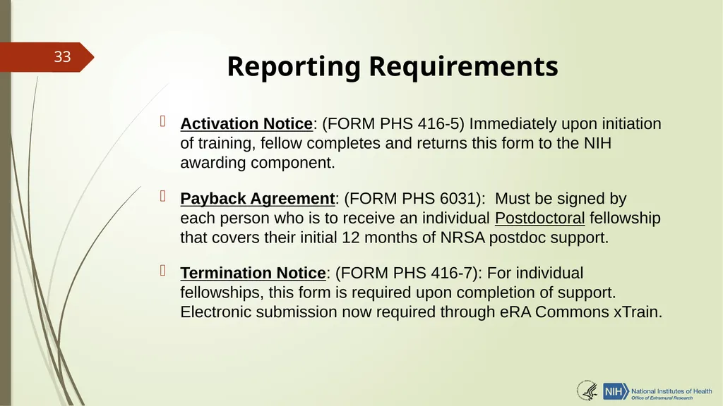 Understanding NRSA Fellowships (“F”) and Training - slide 33 of 54