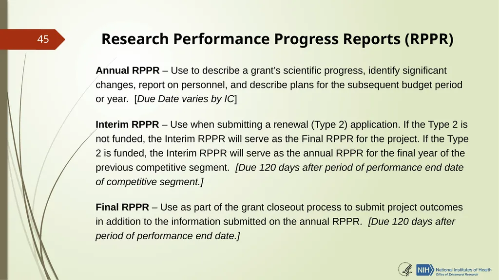 Understanding NRSA Fellowships (“F”) and Training - slide 45 of 54