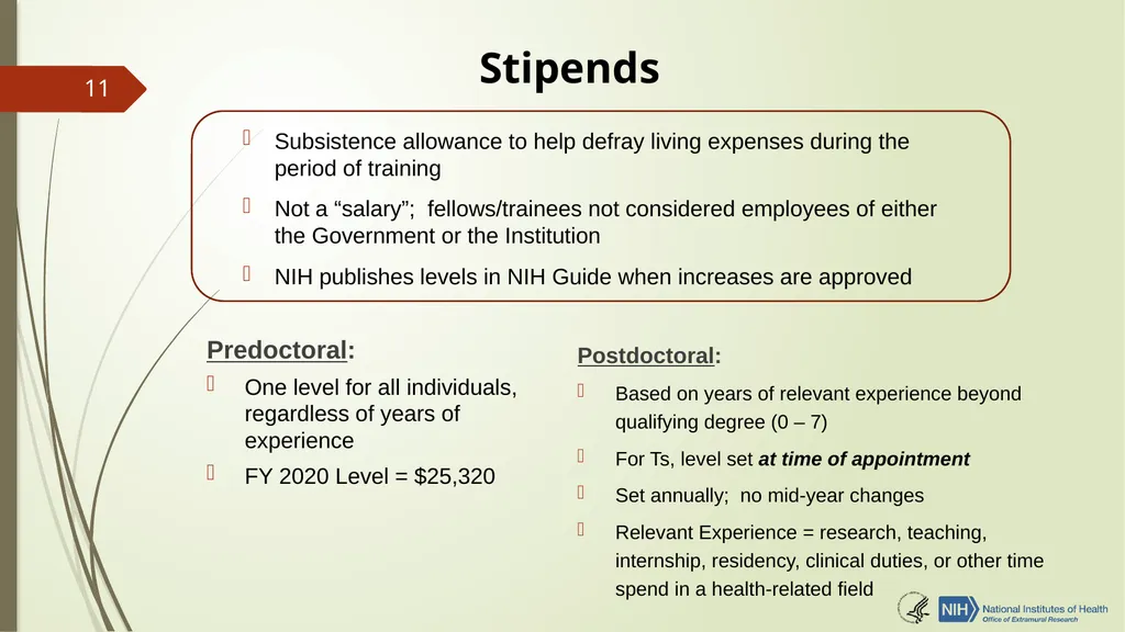 Understanding NRSA Fellowships (“F”) and Training - slide 11 of 54