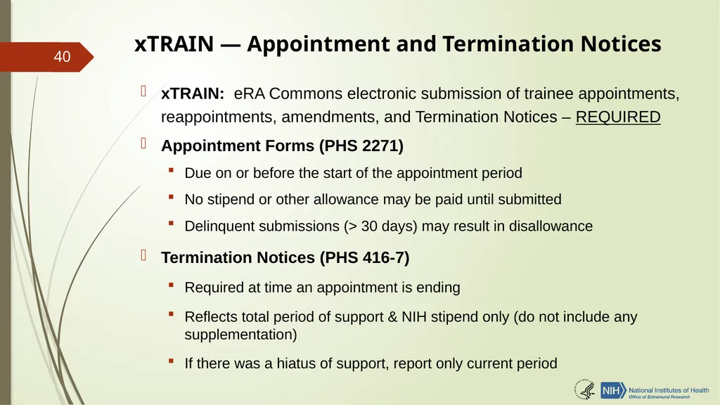 Understanding NRSA Fellowships (“F”) and Training - slide 40 of 54