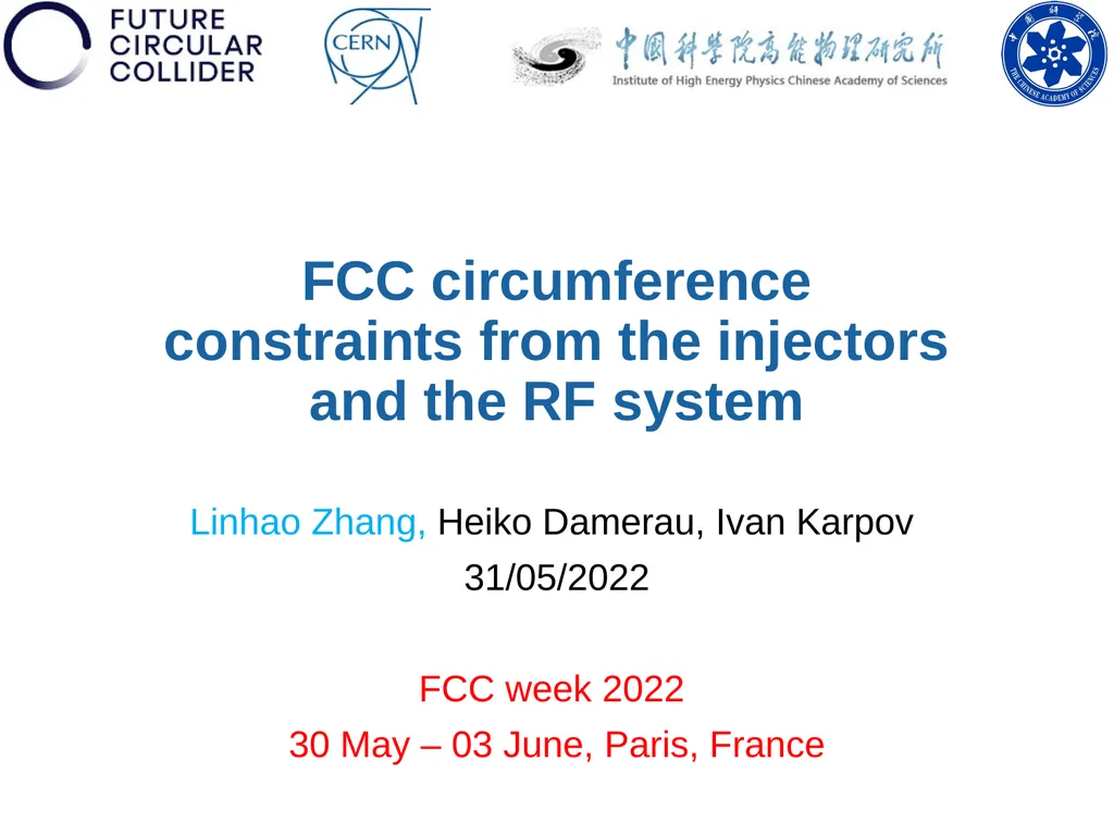 FCC circumference constraints from the injectors - slide 1 of 19