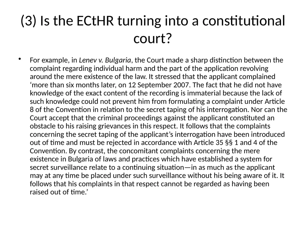 Conventionality: is the European Court of Human - slide 17 of 18