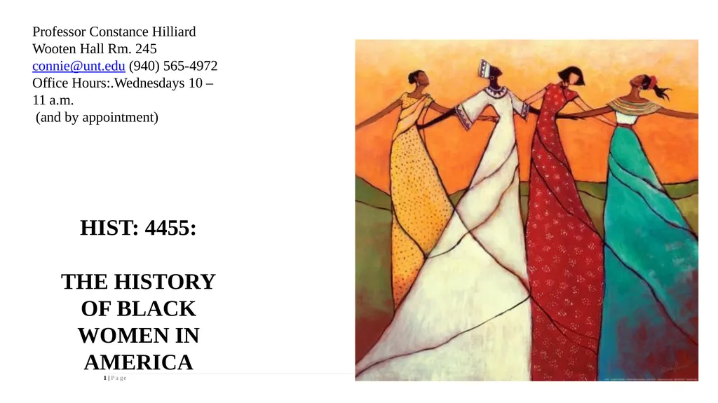 Professor Constance Hilliard Wooten Hall Rm. 245