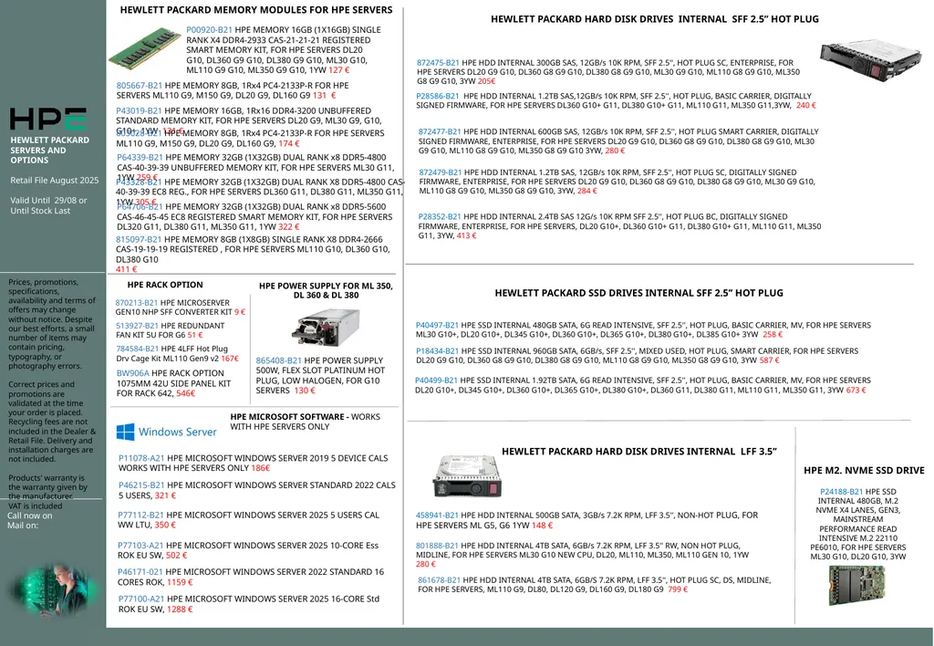 HEWLETT PACKARD SERVERS AND OPTIONS Retail File - slide 2 of 2