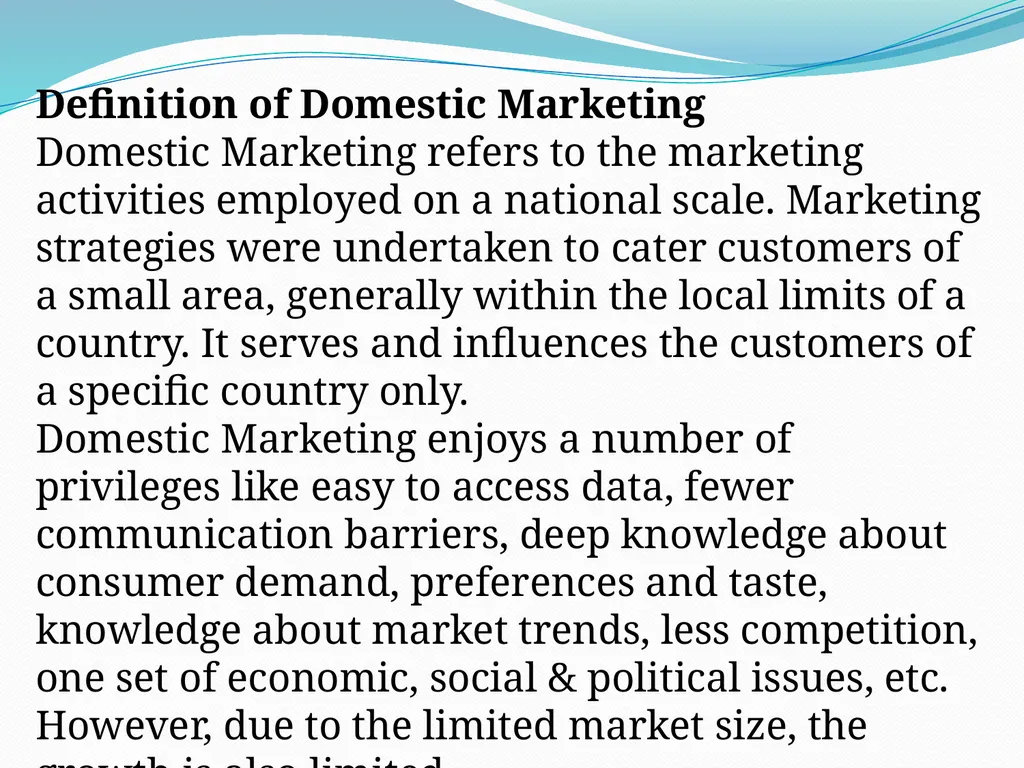 Difference between Domestic Marketing and - slide 4 of 12