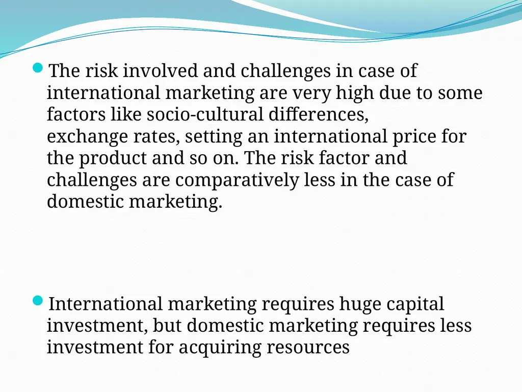 Difference between Domestic Marketing and - slide 8 of 12