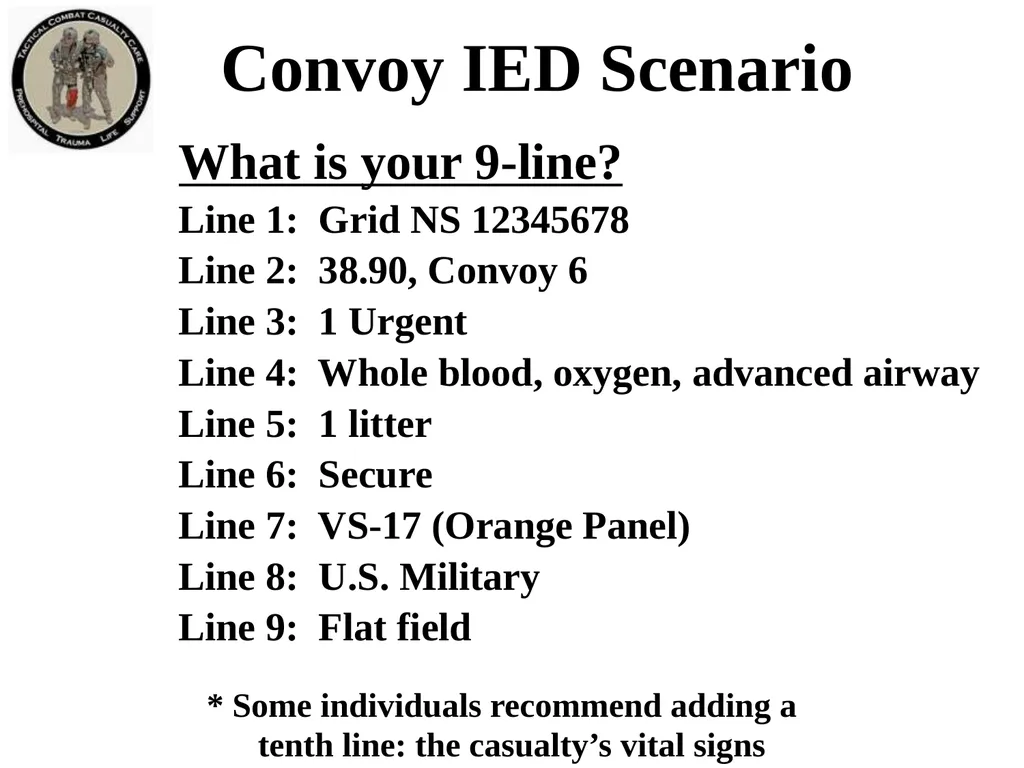 Tactical Field Care 3g Convoy IED Scenario - slide 13 of 16