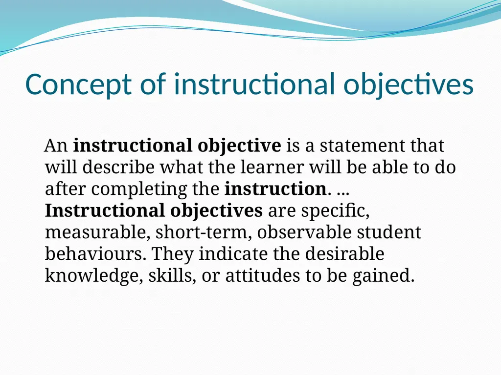 Instructional objectives (general, specific) Paper - slide 2 of 8