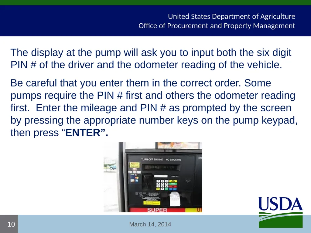 USDA Fleet Card User Certification Course USDA - - slide 10 of 12