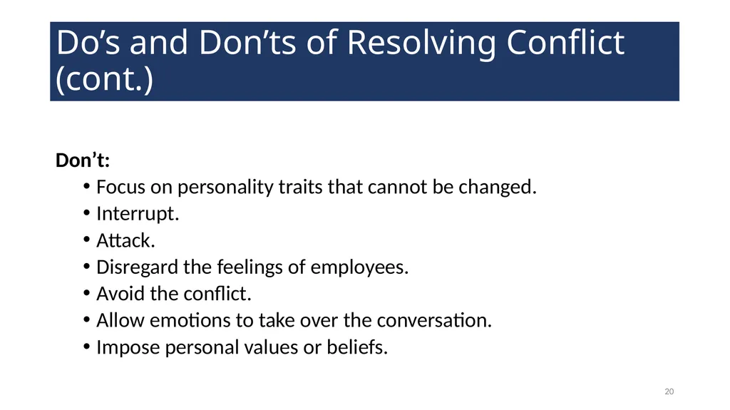 Conflict Resolution Training 2 WELCOME! Conflict - slide 20 of 34