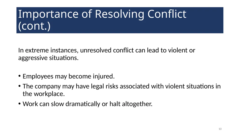 Conflict Resolution Training 2 WELCOME! Conflict - slide 10 of 34