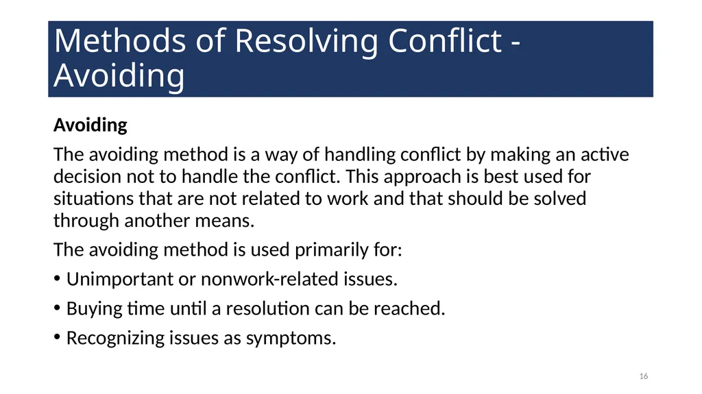 Conflict Resolution Training 2 WELCOME! Conflict - slide 16 of 34