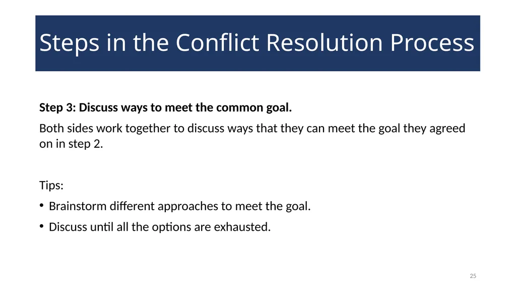 Conflict Resolution Training 2 WELCOME! Conflict - slide 25 of 34