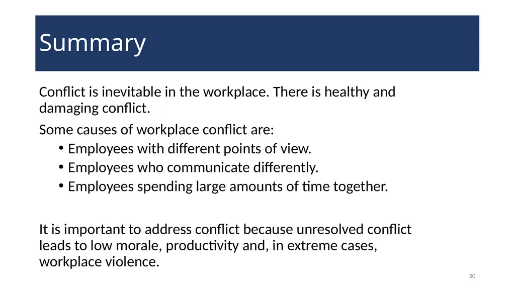 Conflict Resolution Training 2 WELCOME! Conflict - slide 30 of 34